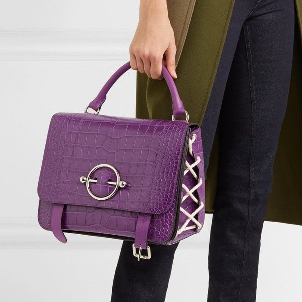 J.W. ANDERSON PURPLE LARGE DISC SATCHEL - Croc